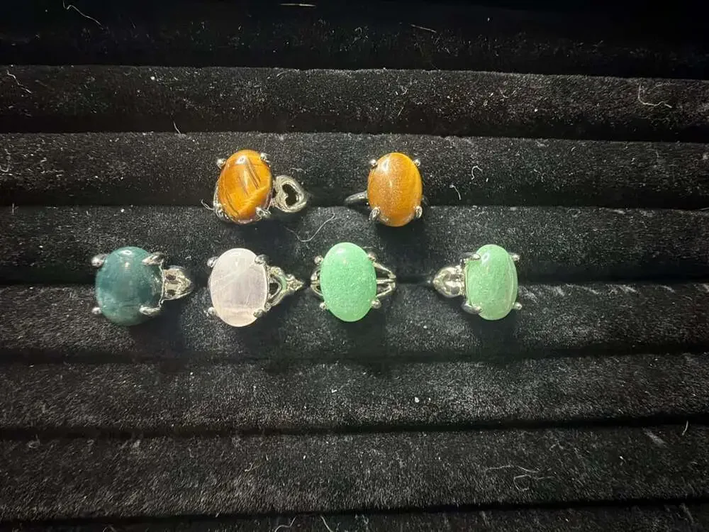 Natural Stone Gemstone Ring Bundle Size 6